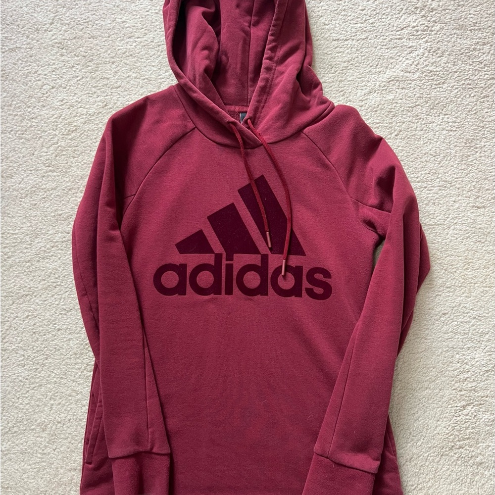 Adidas Women's Maroon Hoodie Sweater